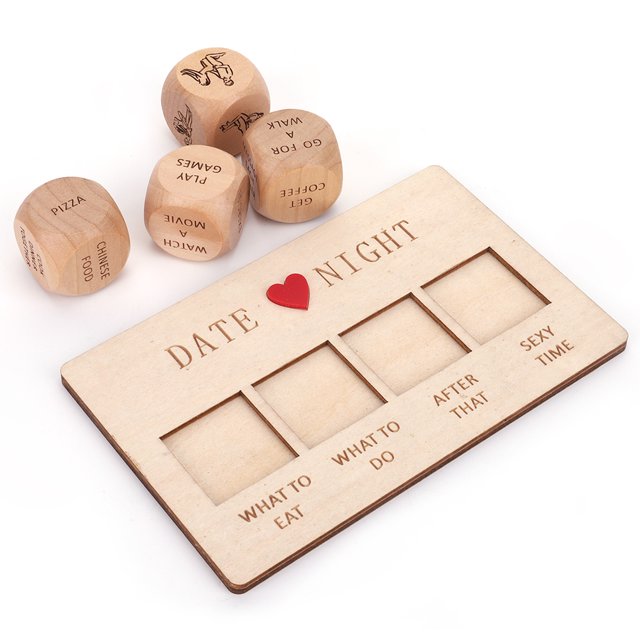 Juego de dados de madera para una cita, ideas para una cita, dados para llevar para una cita romántica