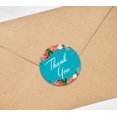 thumbnail image 3 of Darling Souvenir Lot de 45 Pcs Bordure Florale Chrysanthème Ronde Autocollants Merci Turquoise-1.6 Pouces, 3 of 4