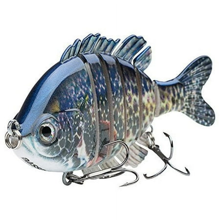 BASSDASH SwimPanfish Multi Jointed Panfish Bluegill Swimbaits Topwater Hard Bass Fishing Crank Lure 3.5in/0.85oz 4 Colors (Pumpkinseed)