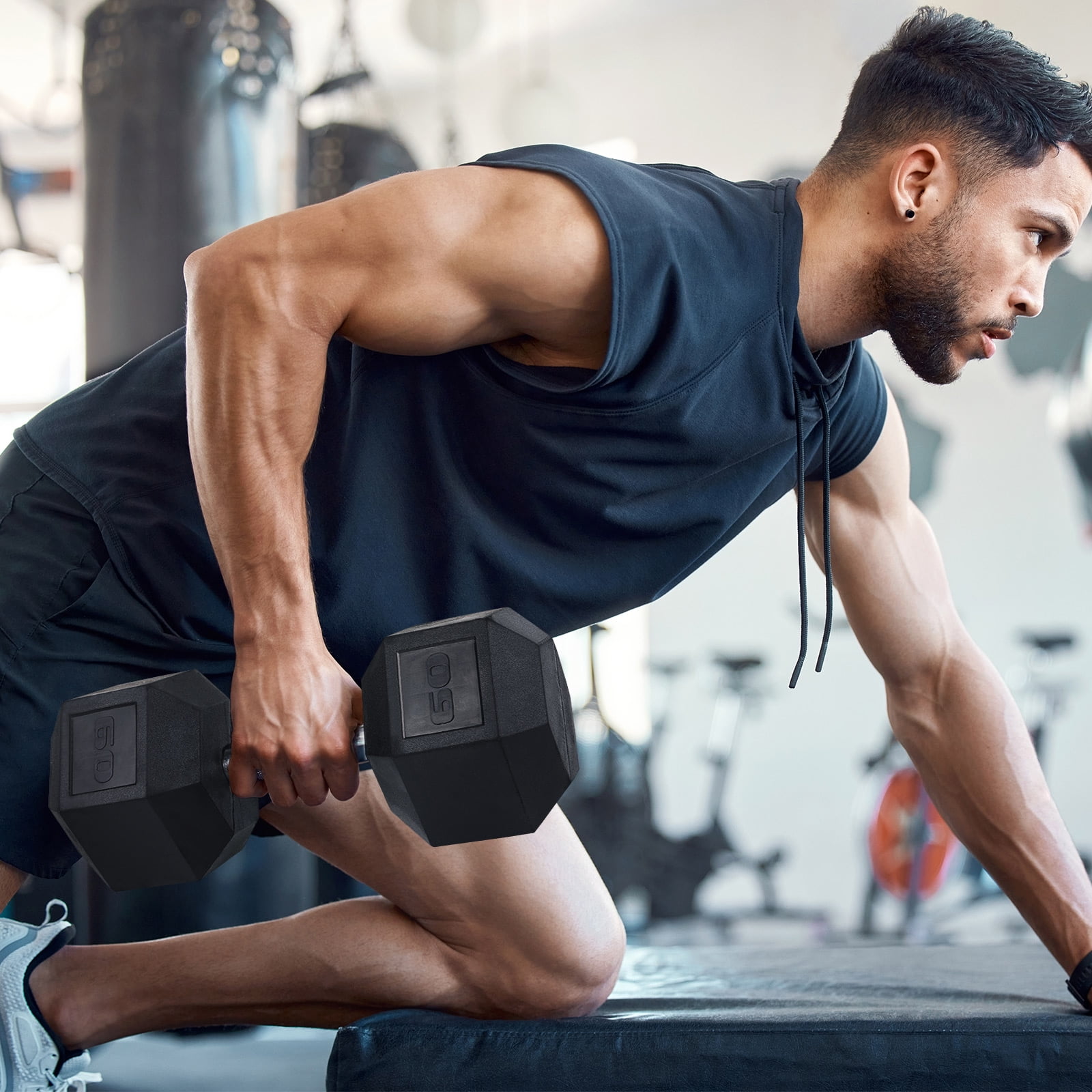 Pirecart Rubber Grip Dumbbells Rubber Coated Cast Iron, with Anti-Slip Rubber Grip, 60lb dumbbells set of 2