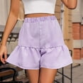 thumbnail image 2 of BiZtdJrK Casual Shorts for Women Ruffle Button Elastic Waisted Wide Leg Shorts Summer Beach Shorts on sale clearance items Purple XXL, 2 of 8
