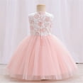 thumbnail image 4 of Aayomet Girl Dress Kids Ruffles Lace Party Wedding Dresses Girl,Pink 1-2 Years, 4 of 5