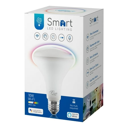 Euri LED Smart Wi-Fi RGB Color BR30 Flood Bulb, 650 Lumens, 10 Watts, 2000 - 5000 Kelvin, 1 Each
