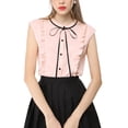 thumbnail image 2 of CAMISAS DE VERANO CON VOLANTES Y MANGAS CORTAS PARA MUJER, CON LAZO EN EL CUELLO, BOTONES, COLOR ROSA, 2 of 7