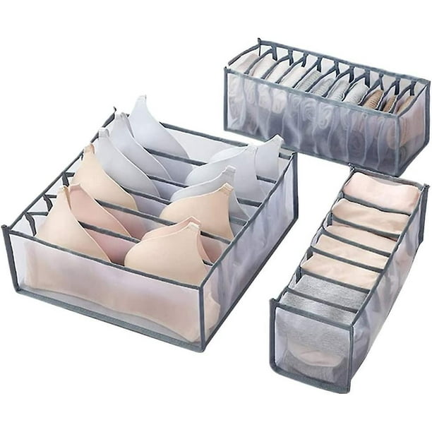 Organizador De Cajon De Ropa Interior Caja De Almacenamiento De Ropa Interior Plegable Cajon De Ropa Interior Lavable Para Guardar Ropa Interior Sujetador Y Calcetines 3 Piezas Gris JM Walmart en line...