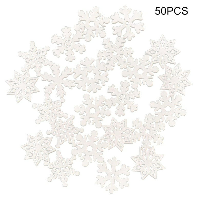 Vellibring 300pcs Wooden Snowflake White Snowflake Ornaments Snowflake  Wooden Slices Buttons Christmas Snowflakes Tags Snowflake Embellishments  for