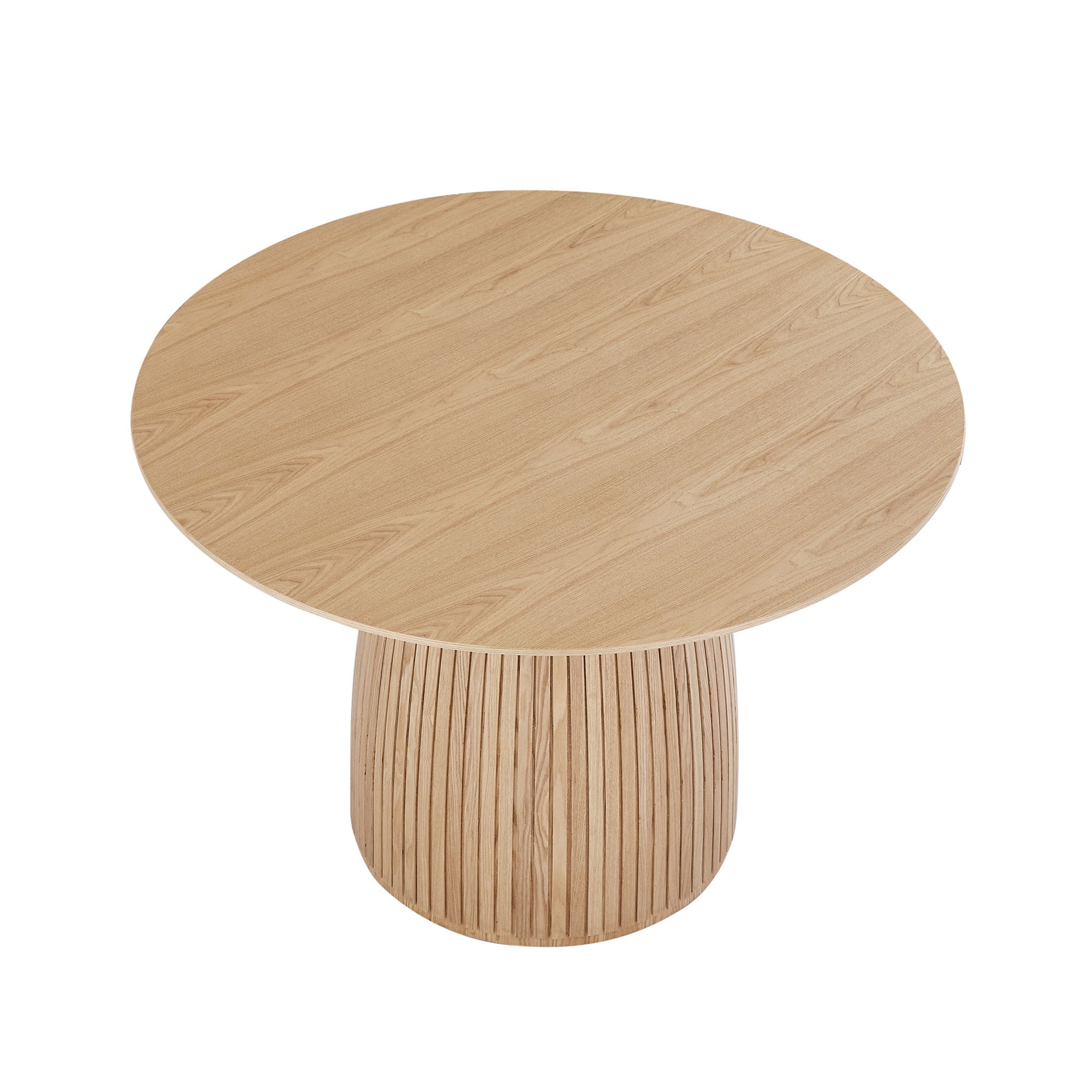 Noble House 47.24" Round Dining Table, MDF Wood T-Base Pedestal, Easy-Clean Modern Top, for Kitchen, Dining Room, Oak