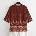 thumbnail image 5 of Xoenoiee Aztec Southwest American Tribal Flower Print Women Button Down Shirts Cotton Linen Blouse Tops 3/4 Sleeve Gauze Shirt Tunic Loose Fit Fashion Trendy Clothes, Size 3XL, 5 of 7