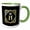 Green/White, variant on 3drose, Letter H- Image of Monogram with Crown and Blue Star- Not Metal Foil, 11oz Two-tone Yellow Mug