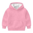 thumbnail image 5 of GobdXE Solid Cotton Blend Girls Pullover Hoodie Long Sleeve Waffle Texture Kangaroo Pocket Bubble Sleeve Loose Casual Children Sweatshirt,11-12 Years(Pink), 5 of 6
