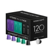 Rosso Caffe Extra Dark Espresso Pods, Variety pack, 120 Ct, Compatible with Nespresso Original Line