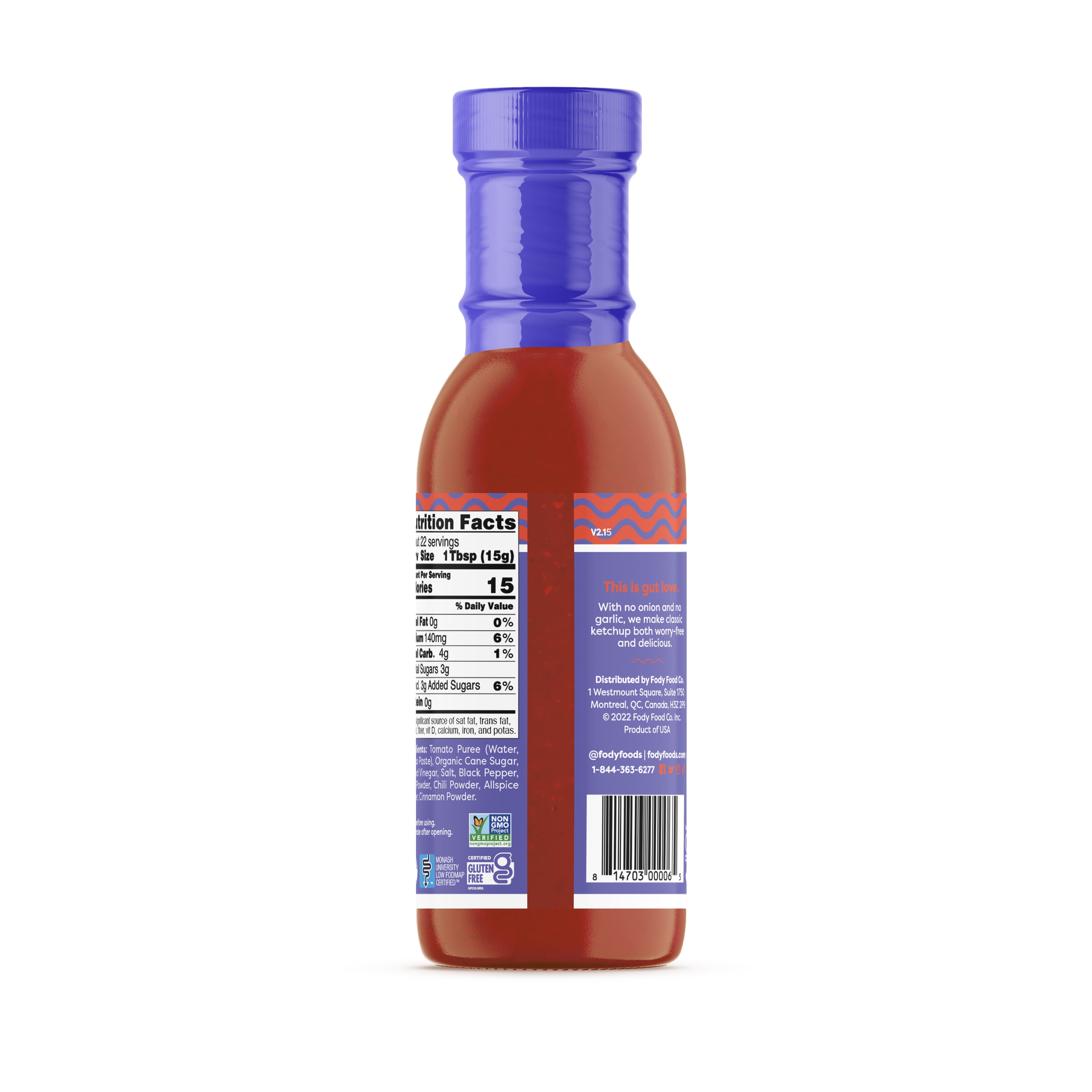 (2 pack) Fody Foods Gluten-Free Ketchup, 11.07oz Bottle