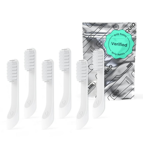 quip Sonic Toothbrush Replacement Heads for Adults - 6 Pack - Verified quip Standard Brush Head Refills for Electric Toothbrushes - Soft Bristles, Compact & Flexible - Last 3 Months Ea