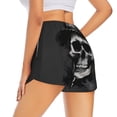 thumbnail image 4 of Picia Black White Hat Skull Pattern Women's 2 in 1 Athletic Running Shorts High Waisted Workout Casual Gym Sweat Shorts with Comfy Liner Zipper Pockets-XX-Large, 4 of 9