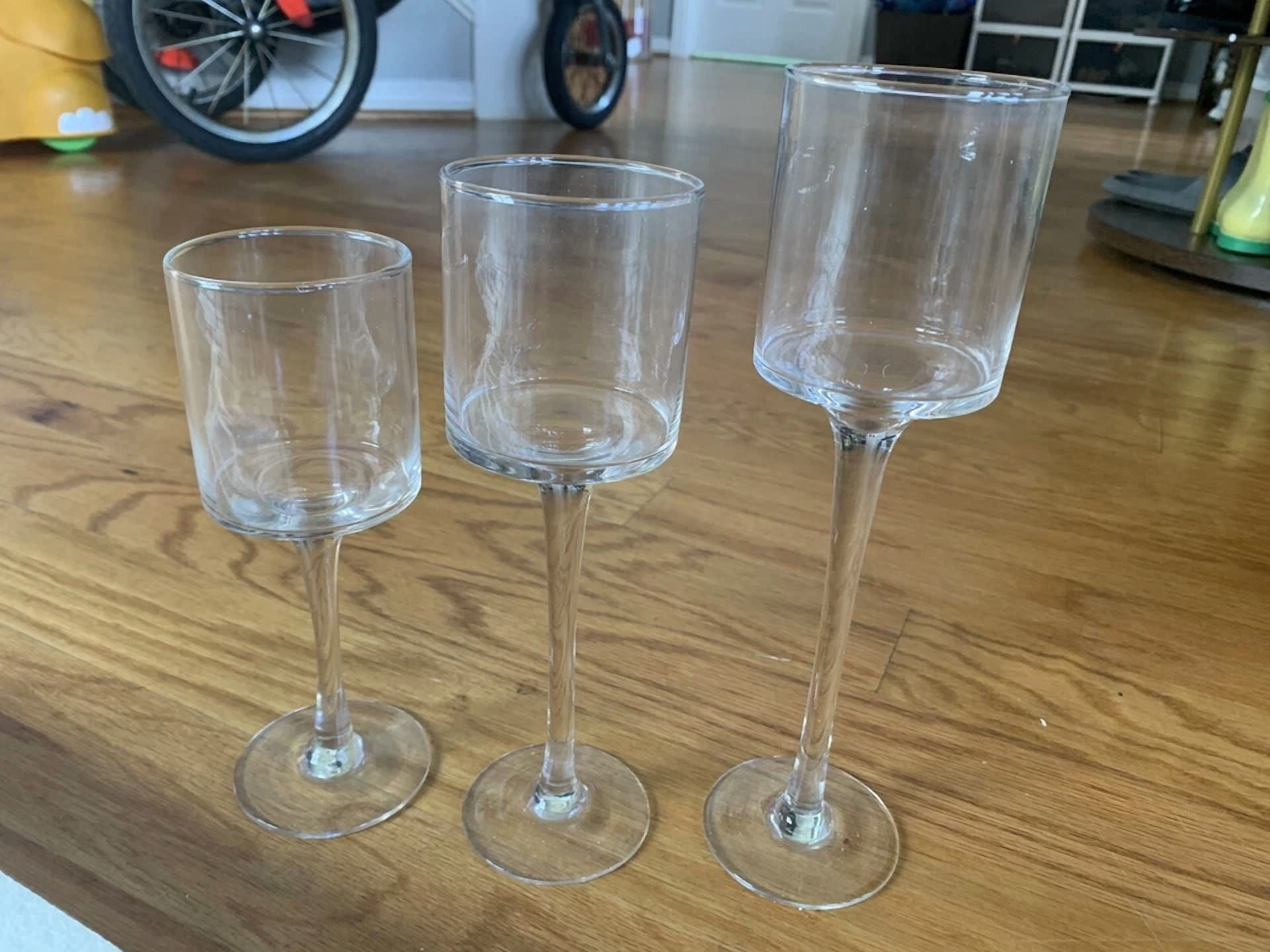 Clear Wine Glasses Set Of 3, 3 Different Sizes