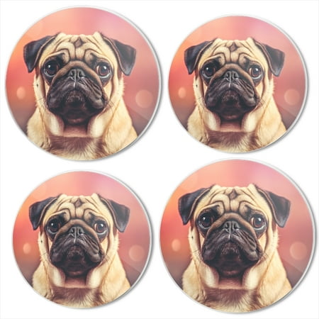 

BaHomeck Electric Stove Burner Covers Set of 4 Round Metal Gas Stove Burner Covers 8 Inch and 10 Inch Kitchen Decor Portrait Of Cute Pug Dog With Funny Face