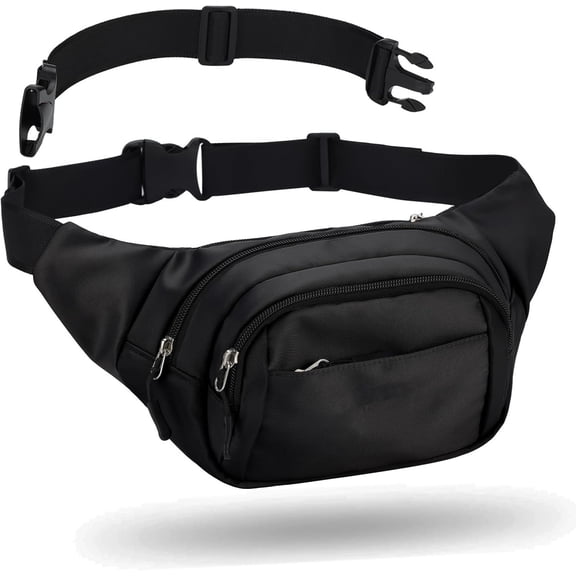 Fanny Pack Men Women Plus Size with 70" Extender Strap, Extra Large Crossbody Waist Bag with Adjustable Belt, Fashion Hip Bum Bag for Outdoors Workout, Traveling, Casual, Hiking, Walking, Cycling