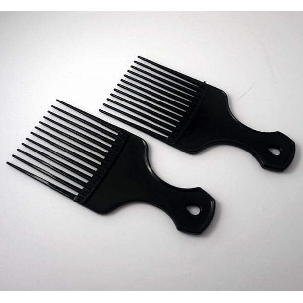 Peine de plástico de 7 pulgadas para dar volumen y desenredar el cabello afro, paquete doble