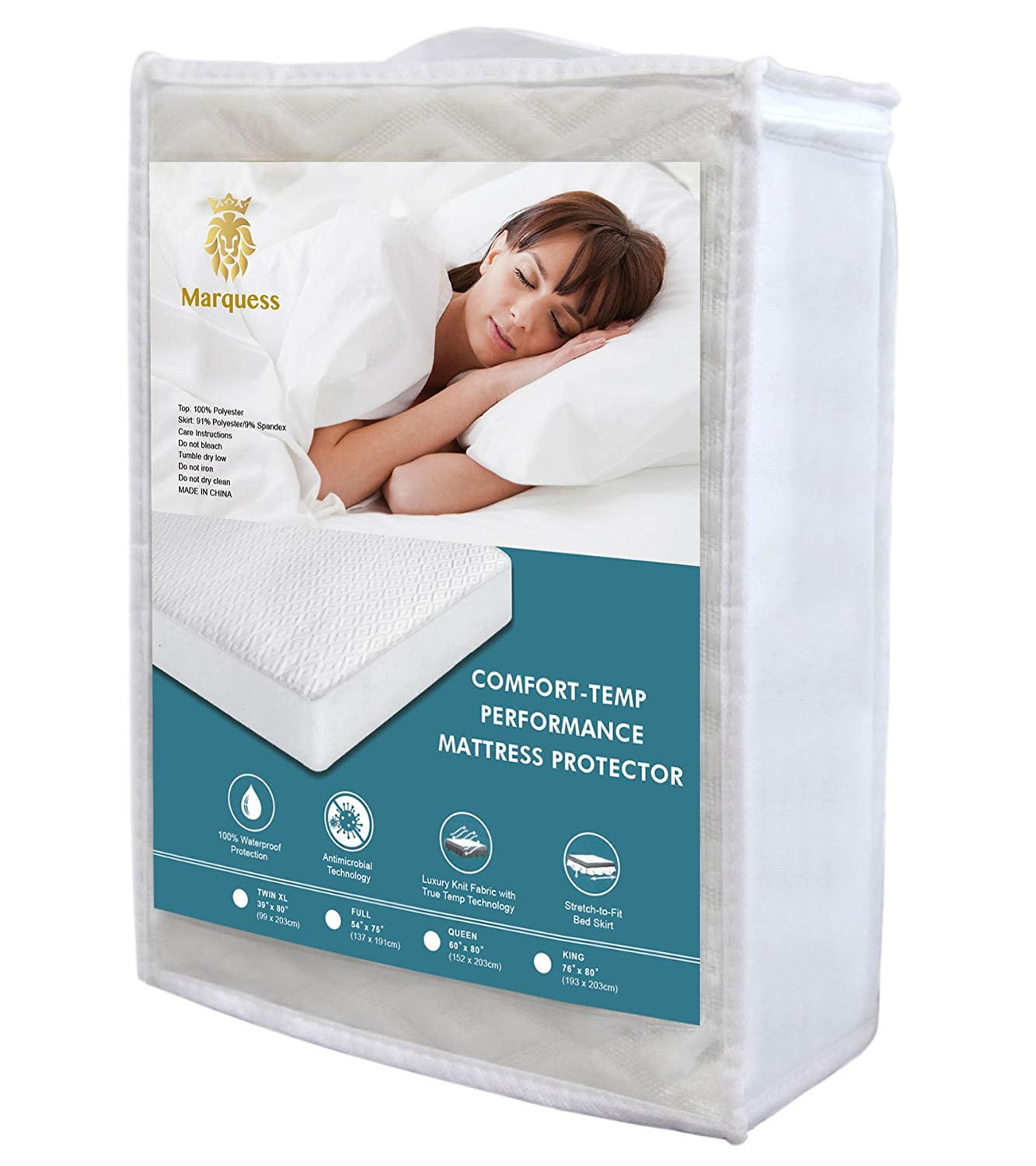 Twin XL, Stretches 9 to 15 Depth RestComfort Zippered Mattress Protector and Encasement Dust Mite and Bed Bug Proof with Cotton Terry Top Hypoallergenic and Water Resistant