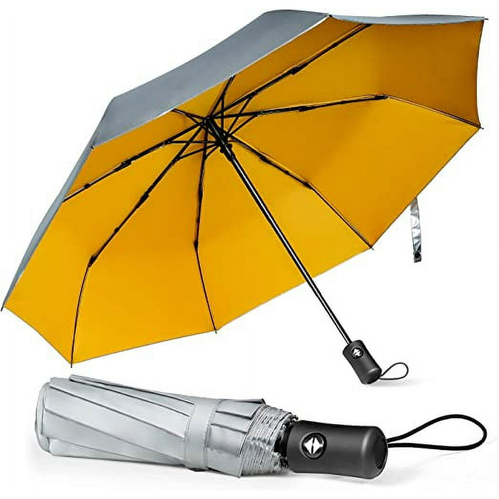 Titanium Silver Glue Automatic Folding Umbrella Male Umbrella High Quality Compact Strength Rainproof Travel Umbrella for Men and Women Non Slip