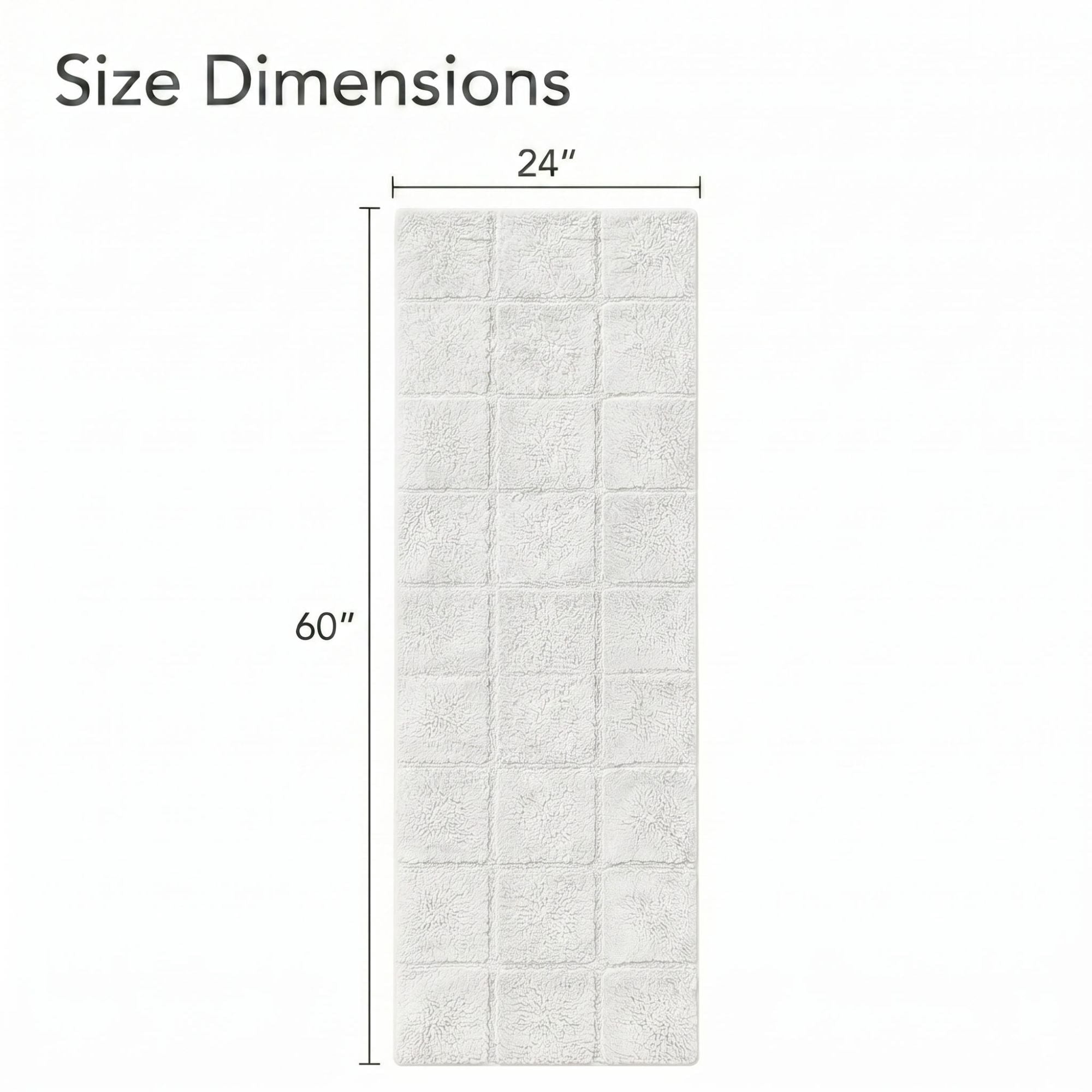 Superior Checkered Cotton Washable Non-Slip Bath Rug, Runner Size, White