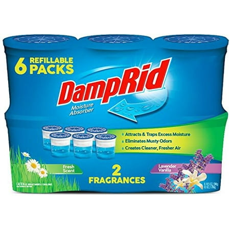 DampRid FG01FSLV33C Moisture Absorber Odor Eliminator, Lavender and Vanilla, 6 Pack