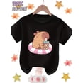 thumbnail image 1 of Youngsters' 100% Cotton T-Shirt with Cute Capybara Design, Breathable & Comfortable for Casual Wear, Round Neck Short Sleeve, Machine Washable, Youngsters T Shirts, 1 of 6