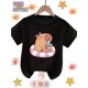 thumbnail image 1 of Youngsters' 100% Cotton T-Shirt with Cute Capybara Design, Breathable & Comfortable for Casual Wear, Round Neck Short Sleeve, Machine Washable, Youngsters T Shirts, 1 of 6