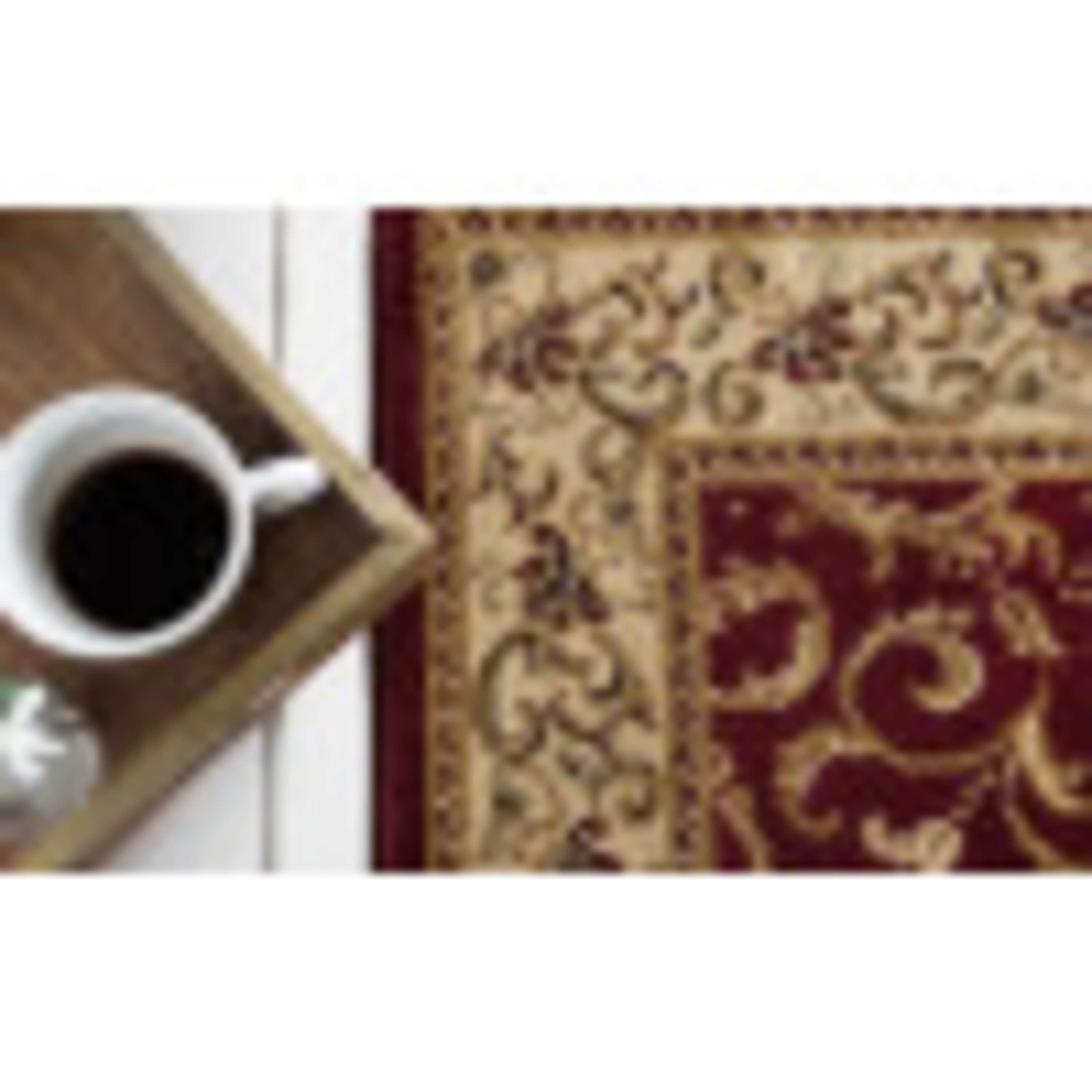 Transitional 9x13 Area Rug (8'9'' x 12'3'') Oriental Red, Beige Living Room Easy to Clean