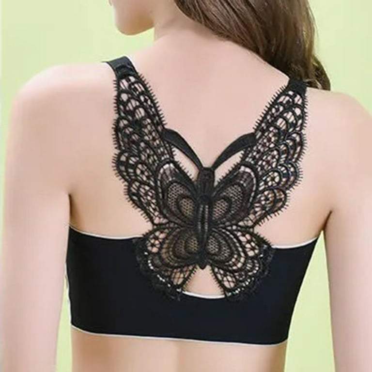 Tarmeek Plus Size Bras,Bras for Women no Underwire Butterfly Back Underwear Without  Steel Ring And Mark Large Vest Bra Wire-Free Bra Breastfeeding Bralette 