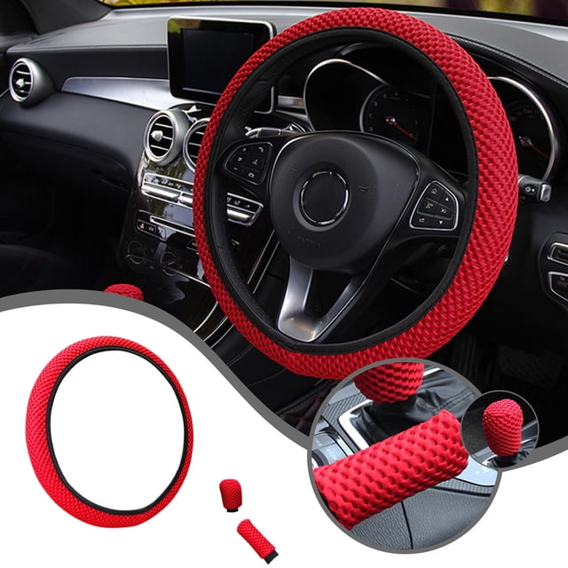 Steering Wheel Cover,3-Piece Elastic Microfiber Ice Silk Grip Cover,Breathable Non-Slip Summer And Winter Protection,Easy Stretch-On Installation,Comfortable Driving And Wheel Protection