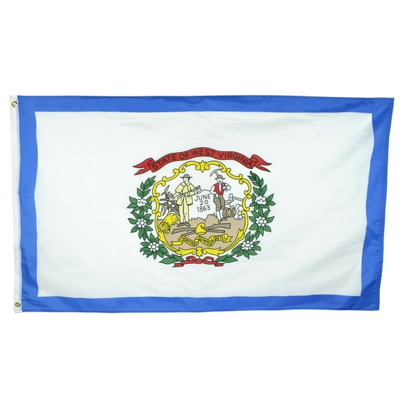 Shop72 - American US State West Viginia Flag, 3x5 ft, Two Brass Grommets, 100D Polyester Flags of 50 American States - West Viginia
