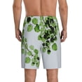 thumbnail image 4 of Lsque Watercolor Green Leaves Mens Sleep Pajama Shorts,Short Pajama Pants, Cotton Ultra-Soft Knit-Large, 4 of 9