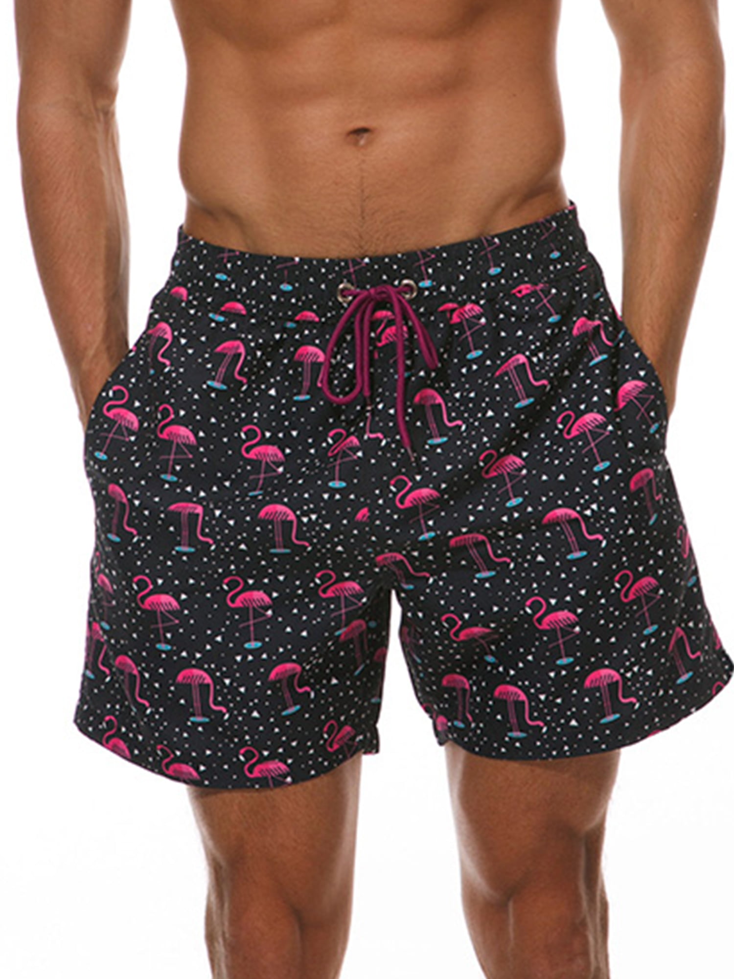 Big Sharks Mouth Black Background Mens Beach Pants Swimming Trunks Dry Fit Boardshorts with Pockets
