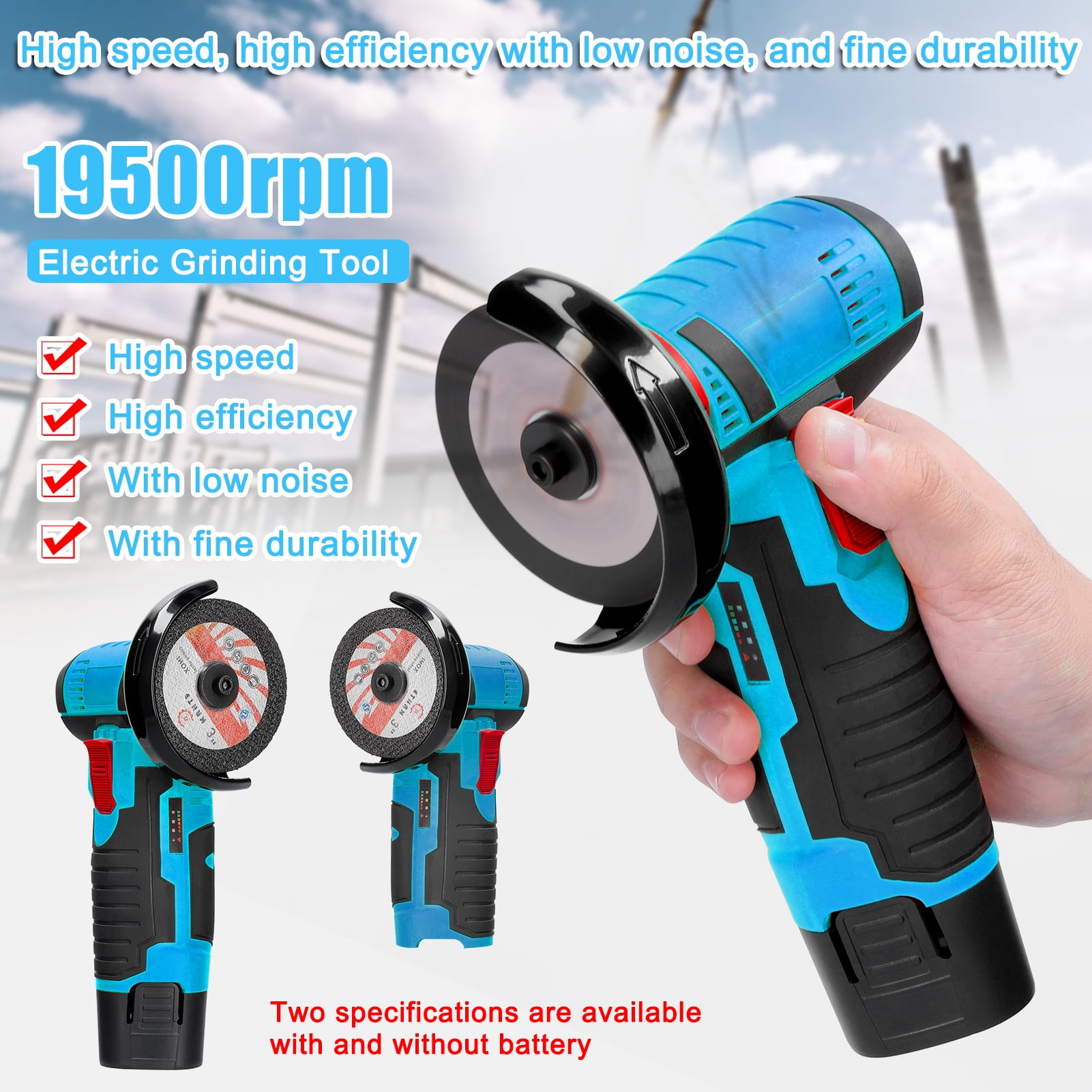 12.0V Angle Grinder Grinding 19500rpm Electric Grinding Tool Multifunctional Mini Grinder Handheld Cutter for Cutting Polishing Ceramic Tile Wood Stone Steel