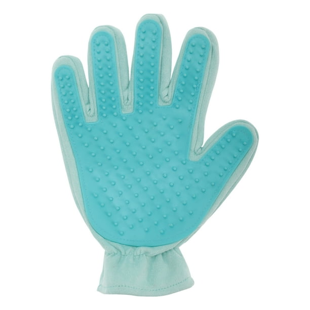 Guante de aseo para mascotas de cinco dedos Unique Bargains 1 Pc para baño Tienda de mascotas Azul Ante