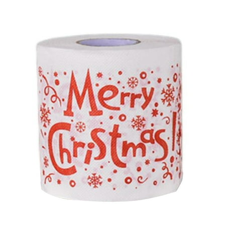 UDIYO 1 Roll Toilet Paper Cartoon Pattern Disposable Festive Soft Touch Hygienic Decorate Eco-friendly Christmas Holiday Printed Roll Paper for Festival