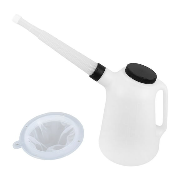 5L Oil Measuring Container Set with Spout Lid Filter Mesh Automotive Oil Funnel set for Motorcycle Engine Fluid Transfer