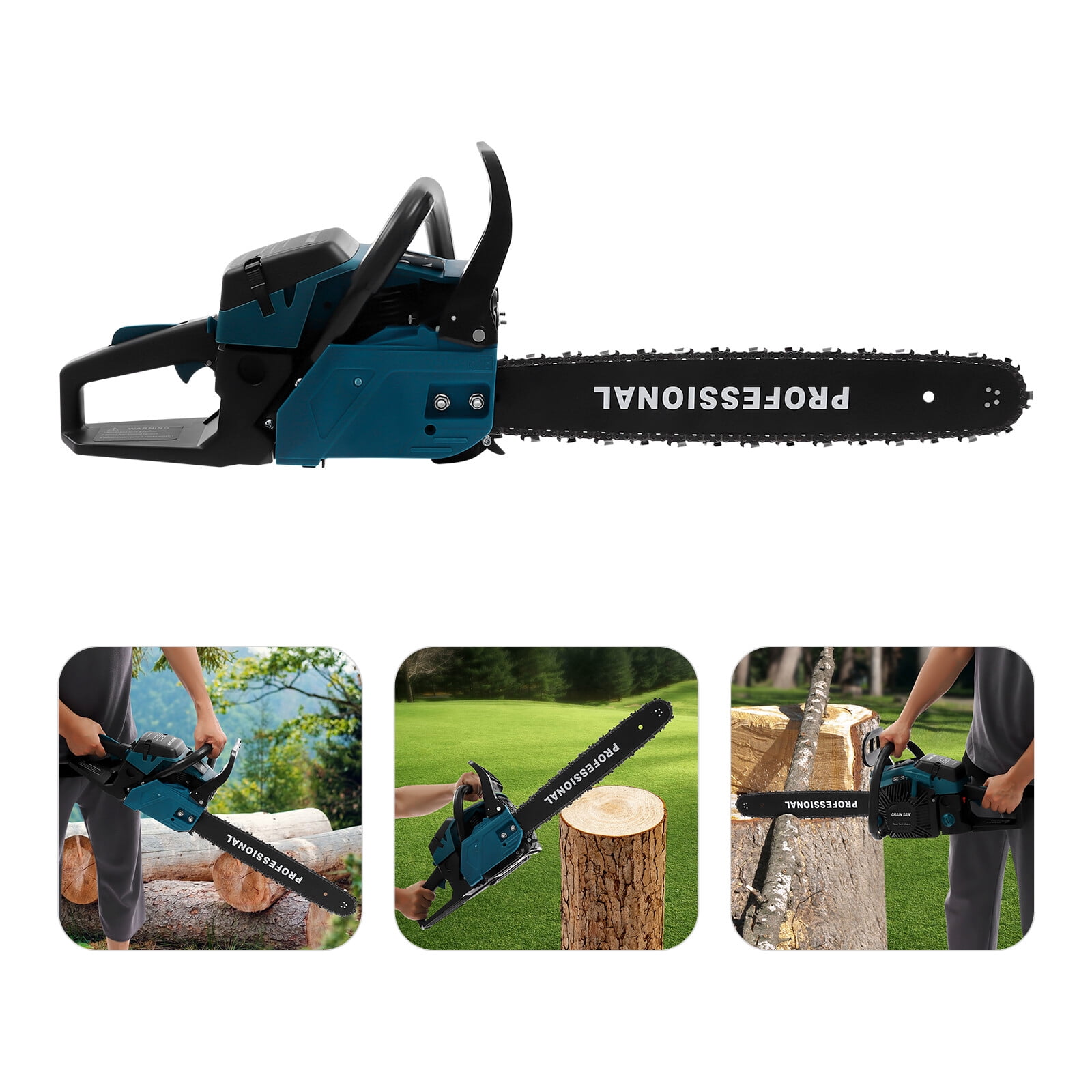 58CC Gas Chainsaw 20 Inch Gasoline Powered Chain Saws 8500r/min 3.1 HP Power Chain Saw Cordless Gas Powered Chainsaw with Chain Bar Cover for Tree Branches Wood Cutting, Green