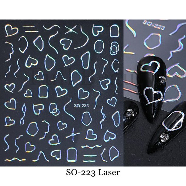 Pegatinas de corazón bronceado para uñas, deslizadores adhesivos de mariposa, estrella y Luna láser dorado y plateado, accesorios para decoración de uñas DIY, GLBTF-S Deco Dengxun unisex