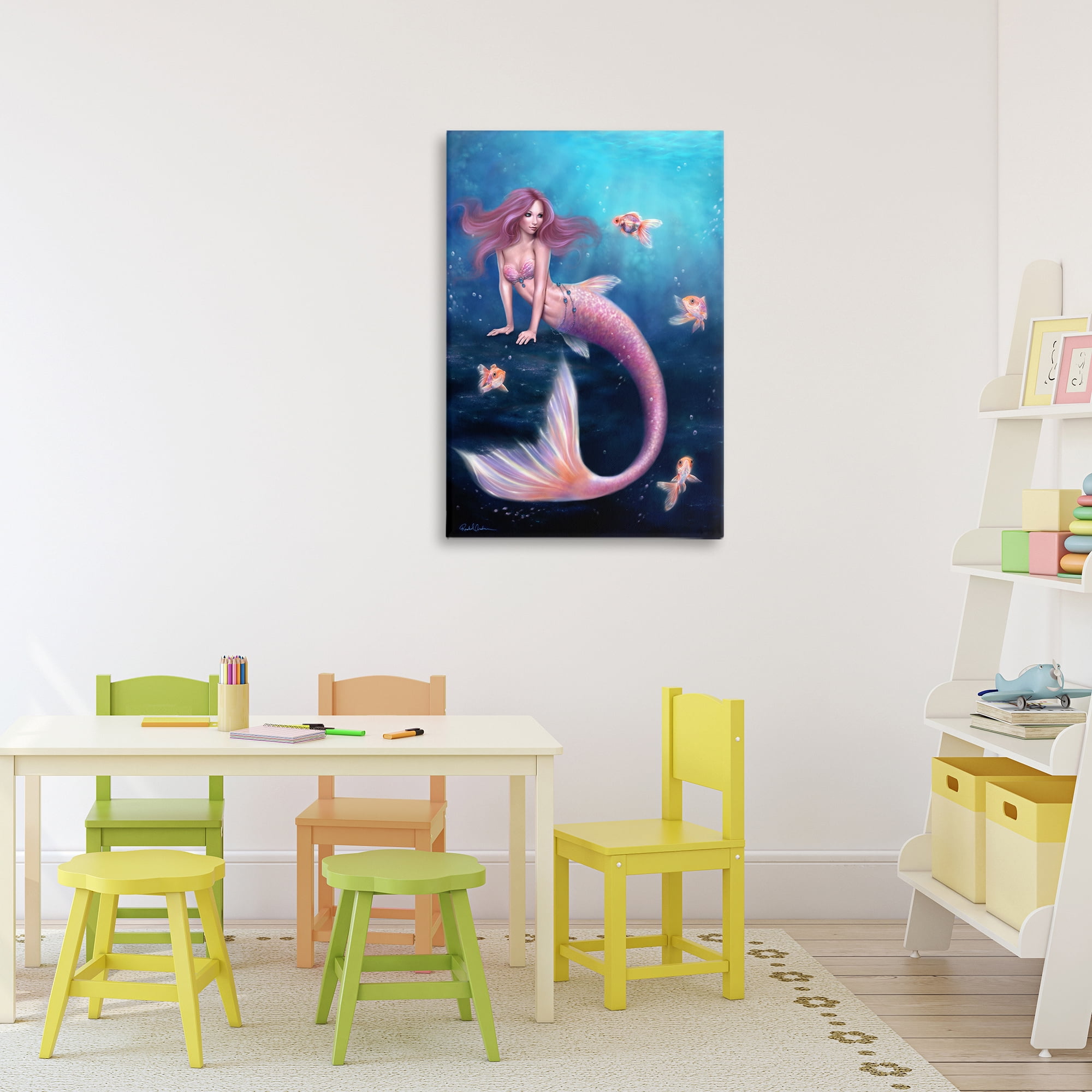 Aurelia Mermaid & Fish Canvas Wall Art, design by Rachel Anderson