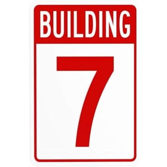 Building 7 Warning Sign, Door Security Metal Signs for Business Home Outdoor Indoor Road Yard Garage Street Wall Safety Caution Custom Decor 8 x 12 Inch