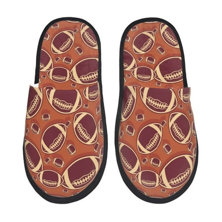 

Qekee American Football1 print Slippers for Women and Men Fluffy Cute Cozy House Slipper Funny Furry Bedroom Slippers for Women Indoor -Large