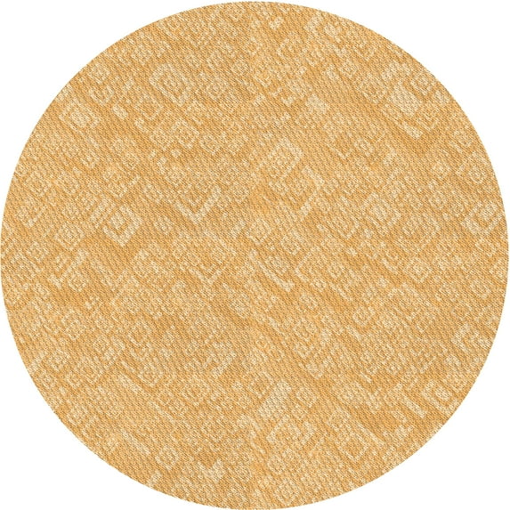Ahgly Company Indoor Round Patterned Chrome Gold Yellow Area Rugs, 3' Round