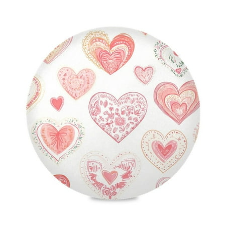 

WOBOGO Colorful Hearts Pattern Round Placemats Set of 1 Heat Resistant Washable Kitchen Table Decorations 15.4in