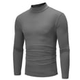 thumbnail image 2 of CENL Winter Warm Men Mock Neck Basic Plain T-shirt Blouse Pullover Long Sleeve Top, 2 of 9