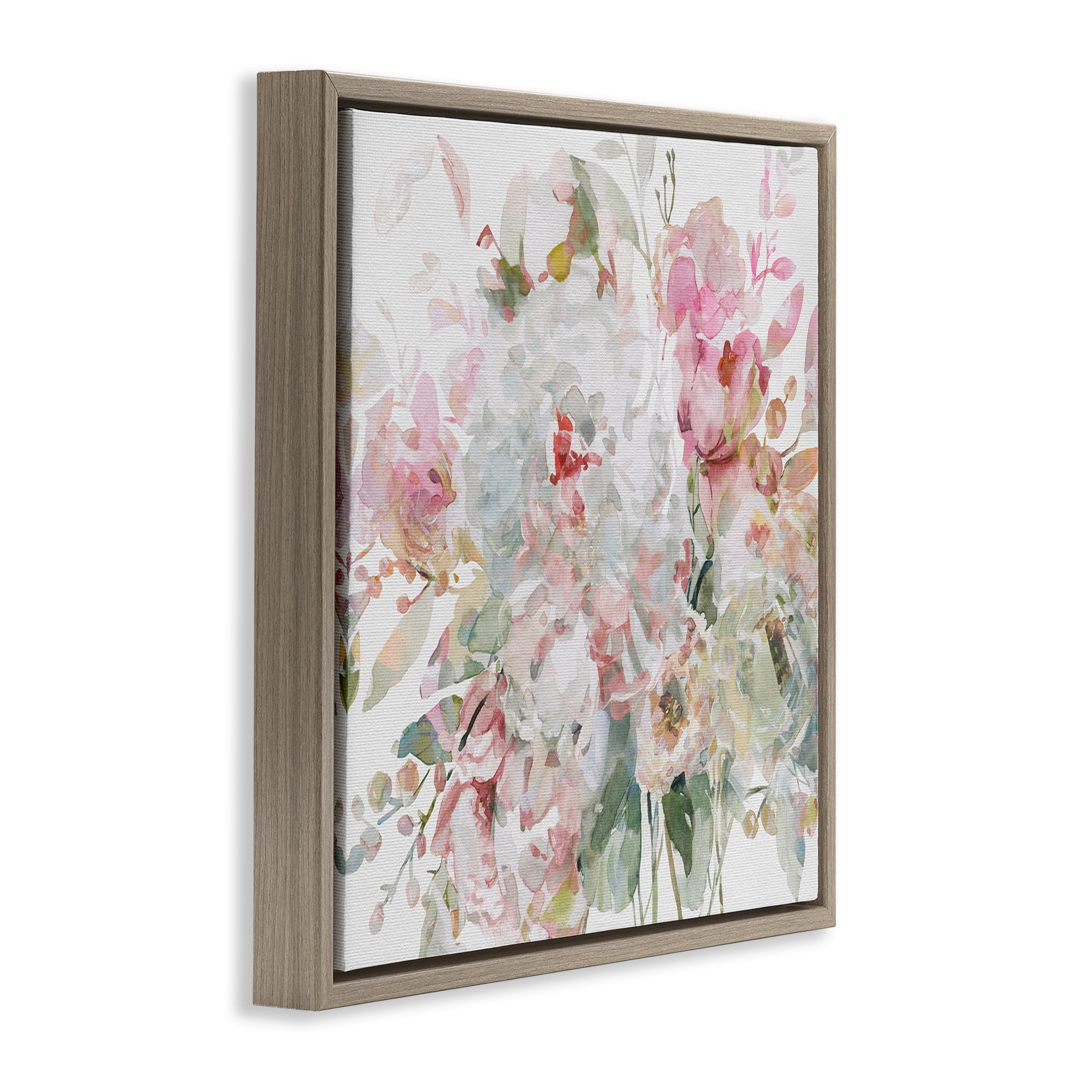 Stupell Industries Romantic Pastel Blossoms Brown Framed Floater Canvas Wall Art, design by Carol Robinson