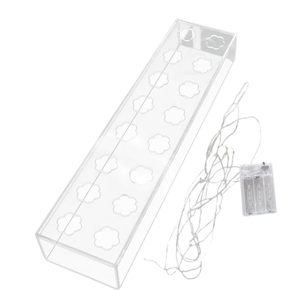 Jarrón de flores acrílico rectangular con soporte para agua, decoración de baja altura. 40x10x6.5cmLuz LED