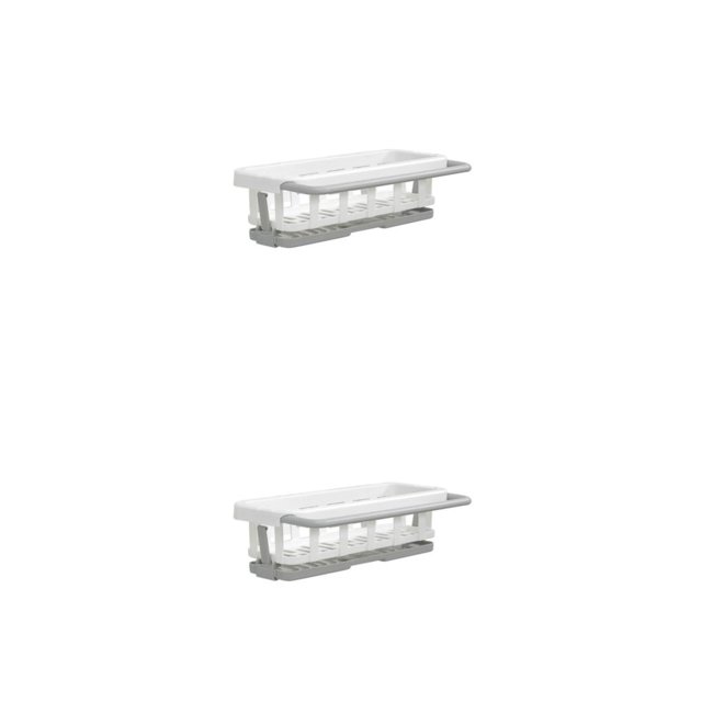 Bewildely Jabonera telescópica Toallero Almacenamiento de paños de cocina Fregadero de pared Colgante Puch-free Organizador Accesorios Type2 NO2