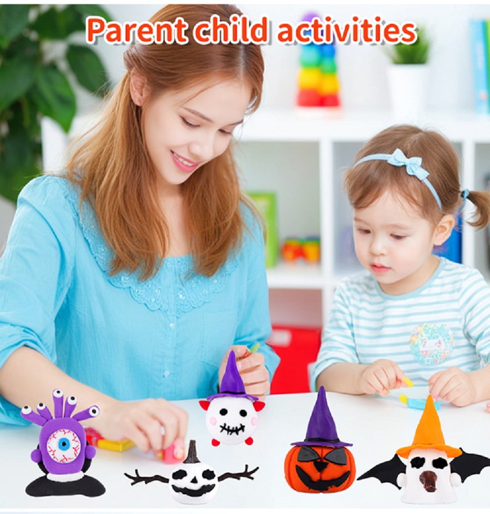 12Pack Jack-O-Lantern Craft Kit,Halloween Craft DIY Kit Build a Pumpkin Craft Kits Moldable Clay for Gift Favors Activity(29pcs)
